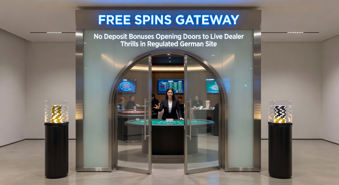 Live-Dealer-Tisch mit Roulette-Rad, Free-Spins-Icons und No-Deposit-Bonus-Symbolen, umgeben von GGL-Siegel und deutschen Elementen